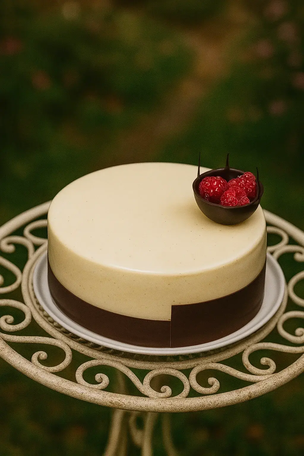 Pistachio, lemon and raspberry cake
